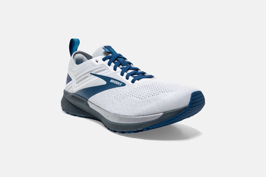 Ricochet 3 Road Brooks Running Shoes NZ Mens - White/Blue - LYQPDJ-451